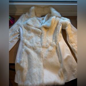 Elegant Bebe Luxe Real Rabbit Fur & Leather Coat - Collection BBLW20 (Size S/M)